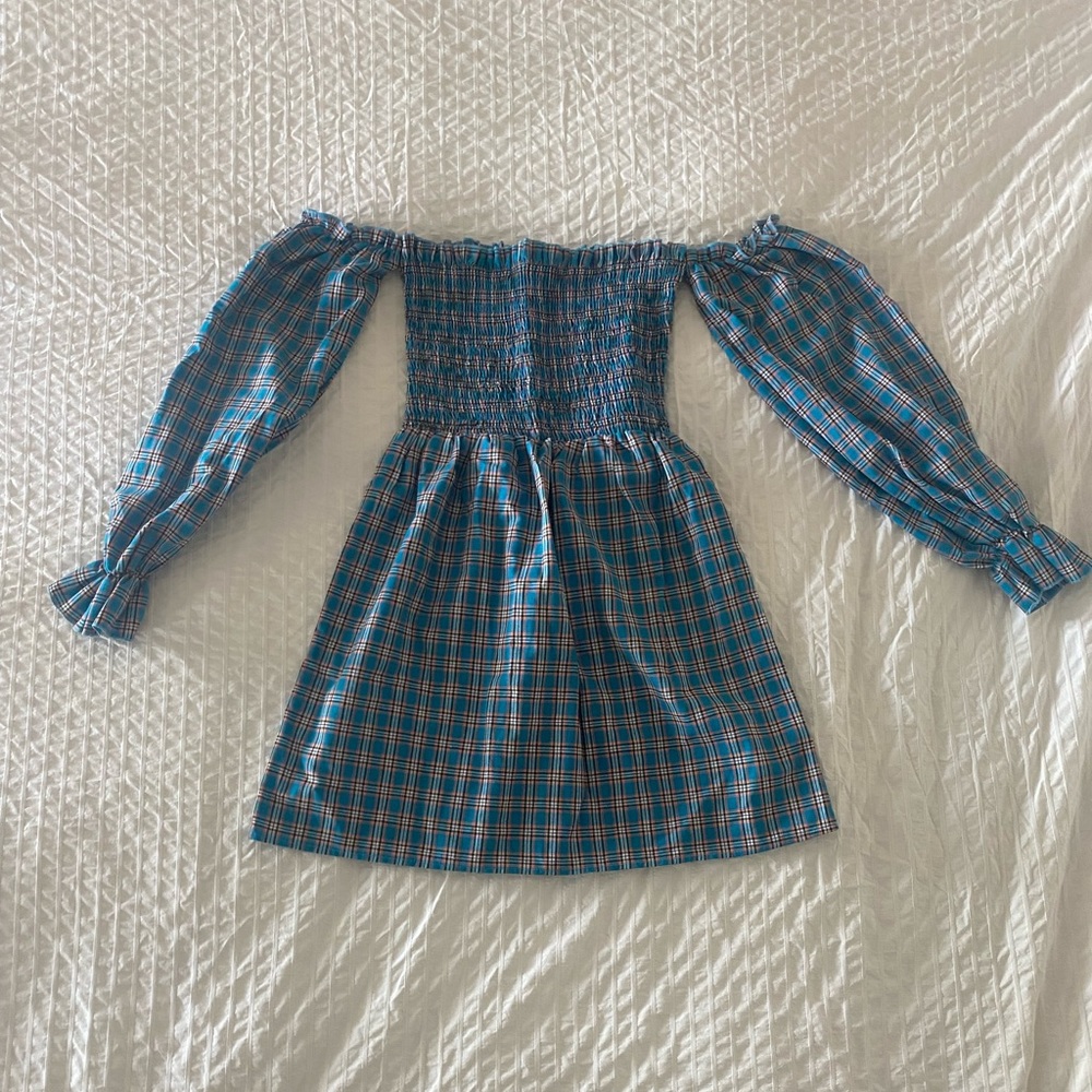 Pretty Little Thing - Blue Plaid Babydoll Dress - size US 10
